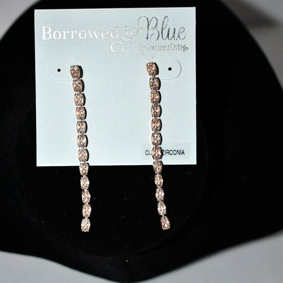 Borrowed & Blue, Southern Living Delicate Linear Cubic Zirconia Linear Earring - Picture 1 of 5